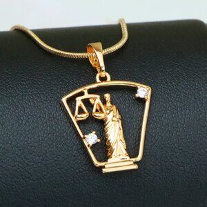 "Lady Justice Rose Gold Pendant with Crystal Accents, XPPT1588